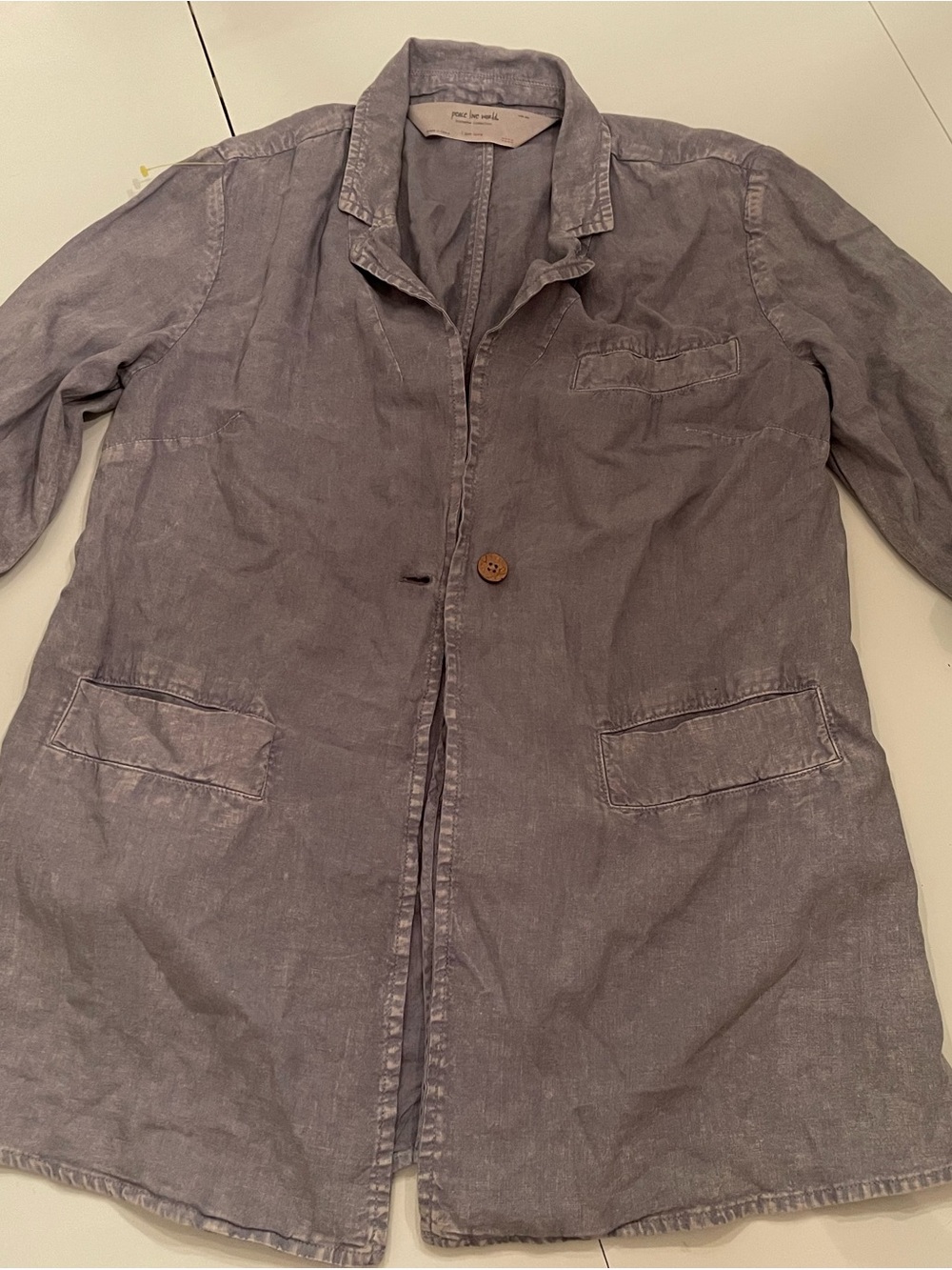 Peace Love World Faded Gray Women's Linen-Blend Blazer